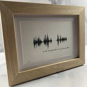 NEW In The Morning Soundwave Framed Wall Art 5x7in Black White Christian Rustic